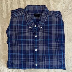 🍀 EUC J Crew Men’s Button Down Blue Plaid Size Large